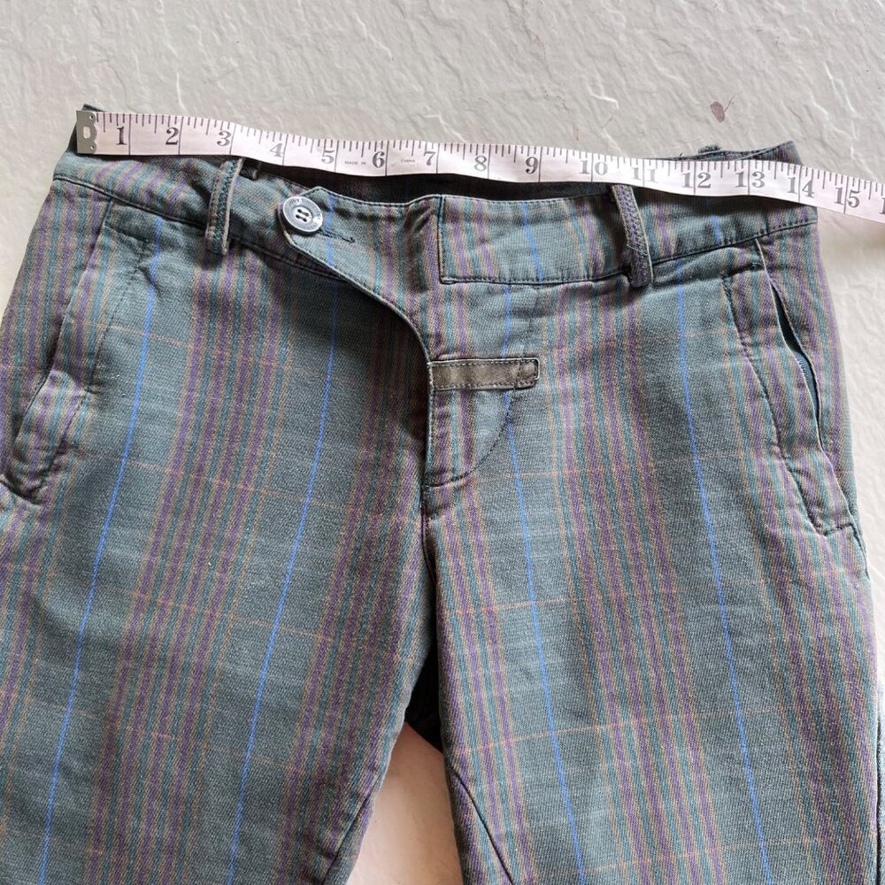 JNBY JIANGNANBUYI Designer Low Rise Plaid Chinese Streetwear Capri Pants Size S - Picture 6 of 8